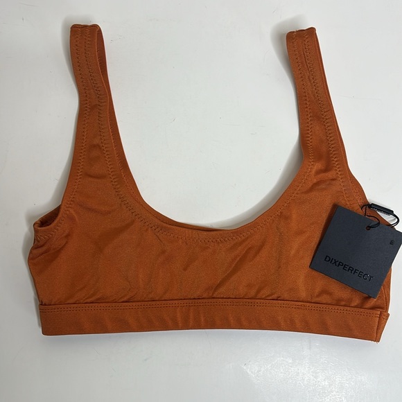 Dixperfect | Orange Fitted Barely There Bikini Top | Tank Style Undershirt Beach - Picture 7 of 7